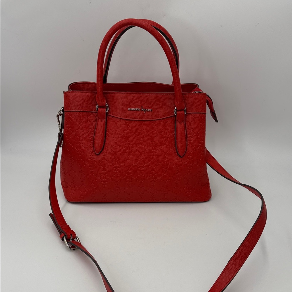 Nanette Lepore Seraphina Embossed Red Chili Satchel Purse Crossbody Bag